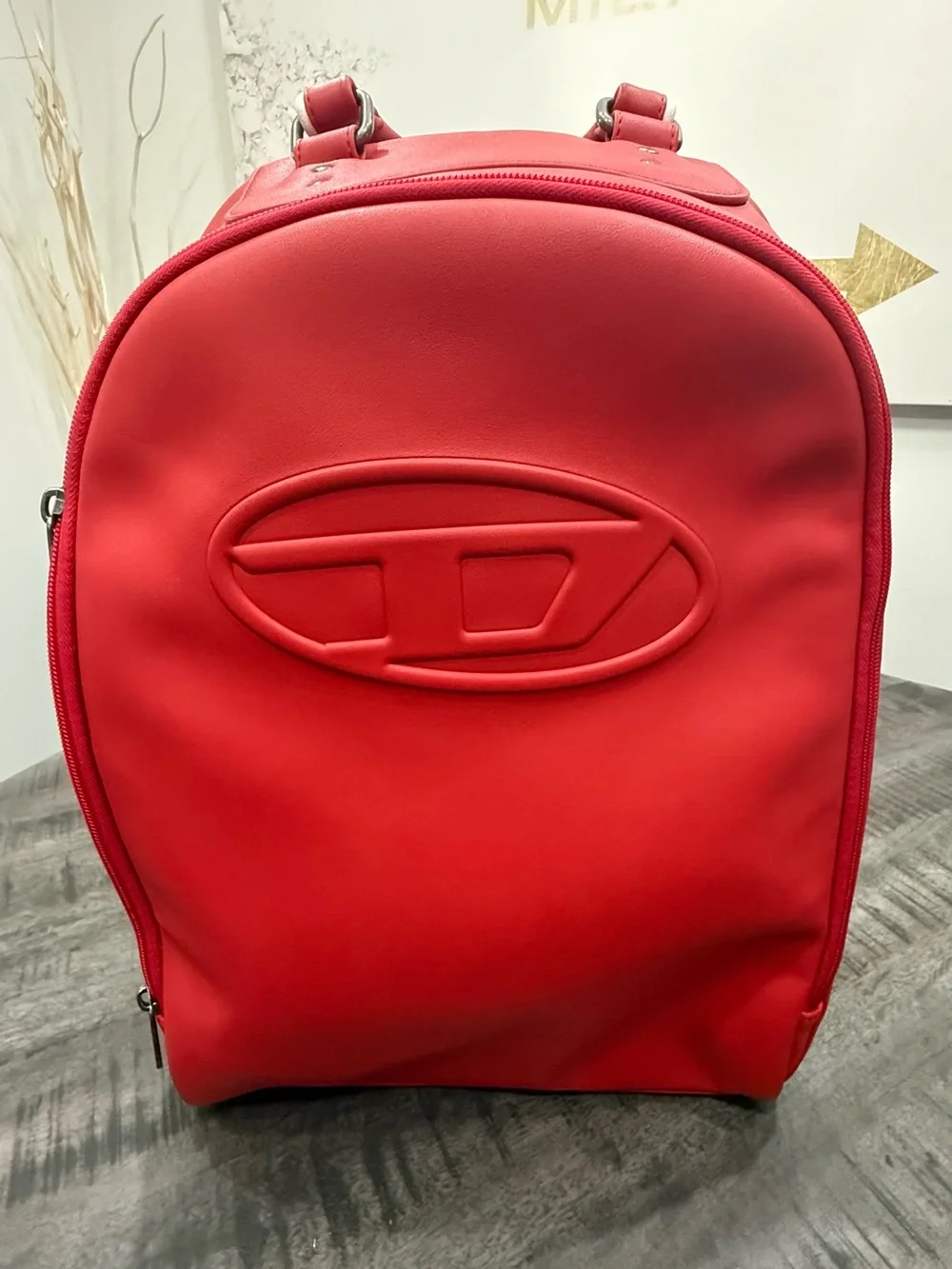 Diesel Red Men’s Backpack with Embossed Logo